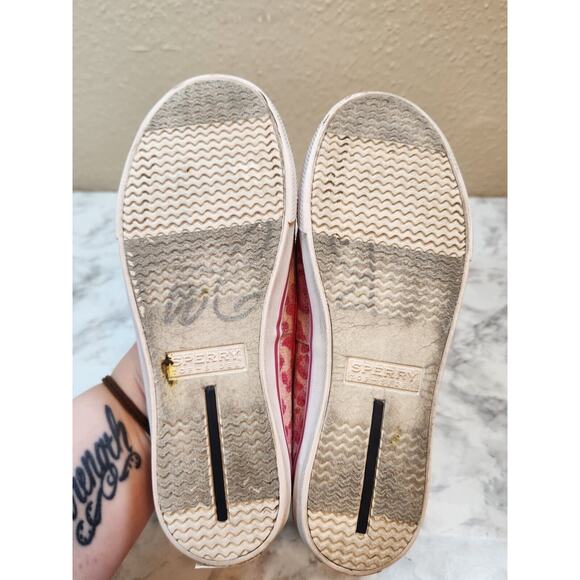 Sperry Top-Sider Girls Pink Leopard‎ Pattern Biscayne 1 Eye Sequin Boat Shoe 4M - Picture 6 of 8
